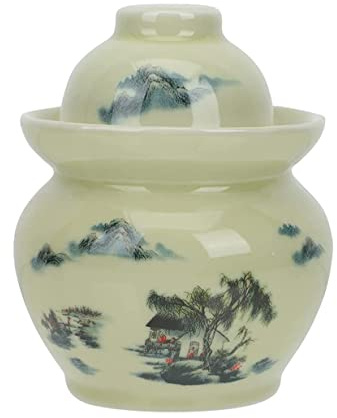Fermentation Kit Fermentation Jar Pickle Jar Container with Water Seal Airlock Lid Capacity Ceramic Kitchen Container for Pickling Kimchi, Sauerkraut, Vegetables (S)