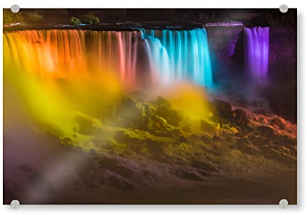artboxONE Acrylglasbild 60x40 cm Natur Beleuchtete Niagarafälle, USA - Bild Niagara amerikanisch beleuchtet