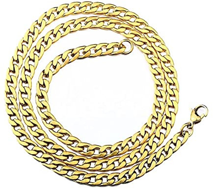 Stfery Kette Damen, Kette Herren 50CM Edelstahlhalskette Gold 7MM Panzerkette Modeschmuck Geschenk Geburtstag