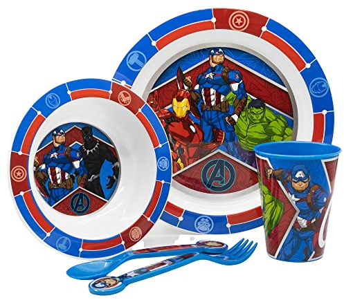 Avengers 74150 - Juego de 5 utensilios reutilizables para niños