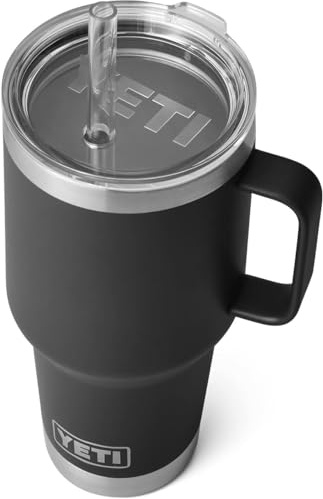 YETI Rambler Straw Mug, Stainless Steel Vacuum Insulated Mug with Stronghold Lid, Black, 35 oz (1 l)