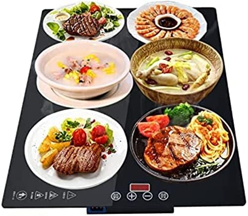 UZOURI Electric Food Warming Plate, Electric Warming Plate, Black Tempered Glass Heating Plate with Adjustable Temperature Control and Touch Panel, Keeps Food Warm, B