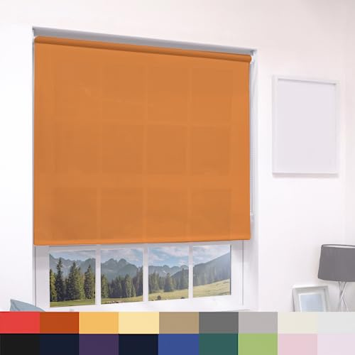 Deluxe Daylight Roller Blinds Light Filtering Premium Fabric Easy Fit Metal Brackets Bedroom Living Room Office Child Safe Trimmable Burnt Orange 60cm Width x 160cm Drop