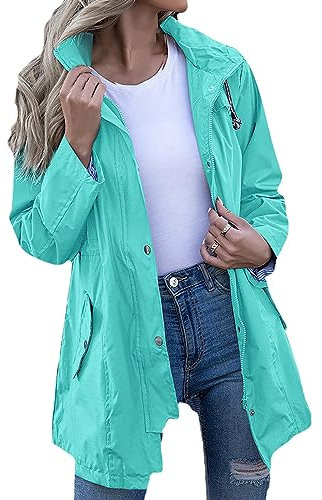 Regenjacke Damen Leicht Regenjacke Damen Wasserdicht Regenjacke Fahrrad Mantel Damen Lang Softshelljacke Damen Wasserdicht Atmungsaktiv Damen Mantel