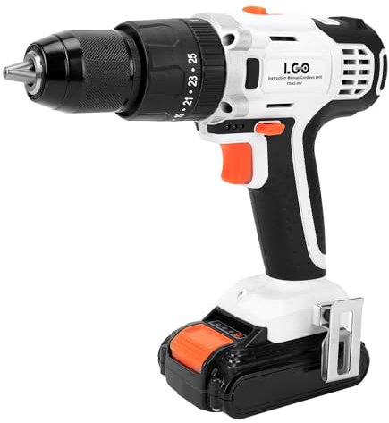 LIGO 20V Cordless Drive Drill with Impact, 25+1+1 Torque Setting, 1/2 Inch, 2 Speed, with 2.0Ah Battery and Fast Charger (Drill)