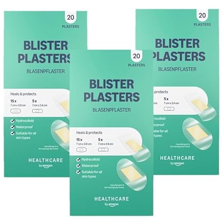 Healthcare By Amazon Blisterpflaster, 20 Stück (Packung mit 3) (Zuvor eine Marke von Amazon Basic Care, gleiches Produkt)