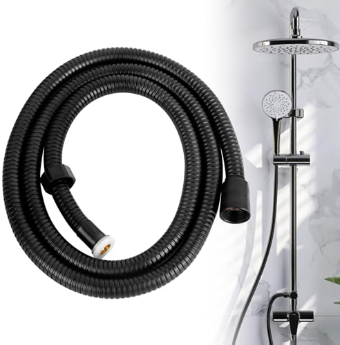 RUCUDIM Tubo flessibile per doccia, 1,5 m, protezione contro la torsione, universale, flessibile, per doccia, colore nero