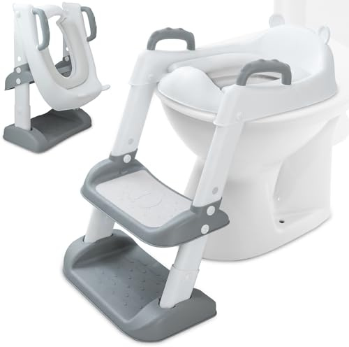 Snarflun Riduttore wc per bambini con Scaletta, Sedile Morbido Cuscino, portatile pieghevole per maschi e femmine, pedana antiscivolo anti-spruzzo, Toilette Portatile Trainer per V,U,O