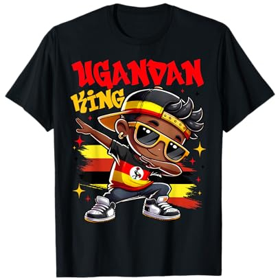 Ugandan King Dabbing Uganda Flag Pride for Kids T-Shirt