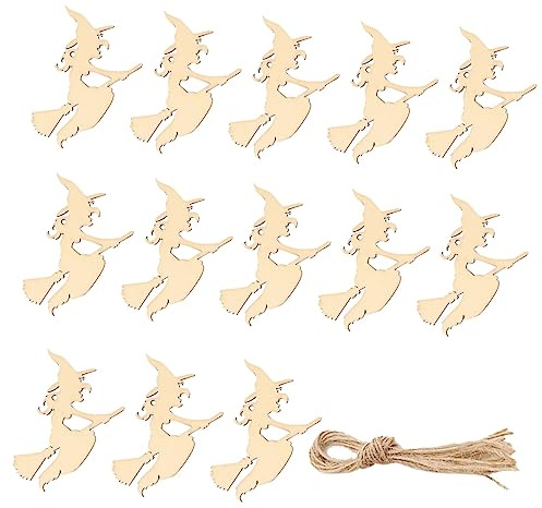 EXCEART 120 Stk Hexenholzspäne Hexenanhänger Partei Hängende Verzierung Halloween-party Leere Geschenkanhänger Pflanzenetiketten Vintage- Halloween-requisiten Schild Halloween-