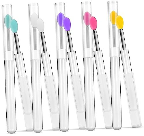 MERRYHAPY 10stücke Silikon Lippenpinsel Applikator Mit Deckel Und Griff Wiederverwendbar Für Lippenstift Lipgloss Lippenbalsam Und Lidschatten Auftragen