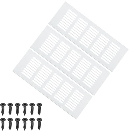 PATIKIL 9 x 3 Inch Door Air Vent Cover, 3 Pcs Heavy Duty Aluminum Grille Ventilation Cover Louvered with Mounting Screws for Cabinet Wardrobe Door, Silver