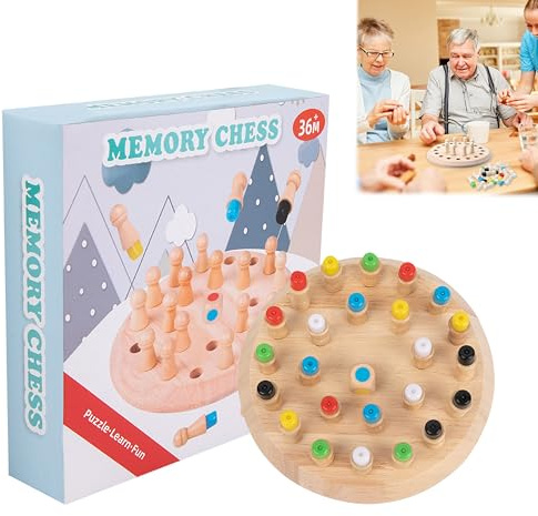 Montessori Spielzeug ab Jahre, Memory Match Stick Schach, Schachspiel Lernspielzeug, gedächtnis-Schach, Hölzernes Gedächtnis-Schach für Kinder, mit Tasche
