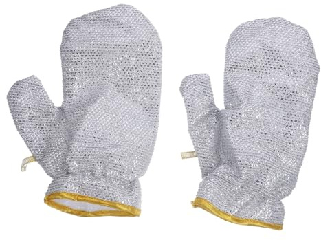 Cabilock Wiederverwendbare Küchenhandschuhe aus Bambusfaser Silberne Spülhandschuhe mit Hitzeschutz und Wasserabweisender Dicker Materialstärke für Hausarbeit und Küchenaktivitäten