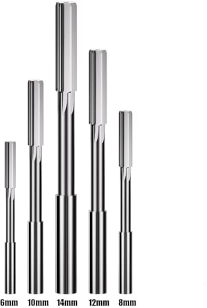 5pcs Chucking Reamer Set, H7 HSS Straight Flutes Lathe Machine Reamer Metric,Round Shank Milling Cutting Tool,DRINYOUNG (5pcs：6mm 8mm 10mm 12mm 14mm)