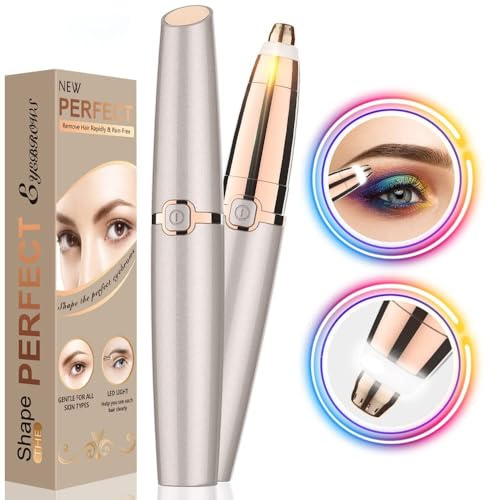 Eyebrow Trimmer Women, Eyebrow Hair Remover with LED Light Painless Protable Eyebrow Trimmer Safe Lady Trimmer, Eyebrow Epilator Pen for Women