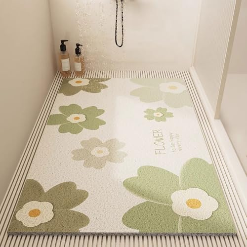 Surwin Duschmatte rutschfest, Weich Komfort Duschmatten, Waschbar PVC-Luffa Badewannenmatte für Nassbereiche Pflegeleicht Schnell Trocknend rutschfeste Fußmatte (50x80cm,Hellgrün)