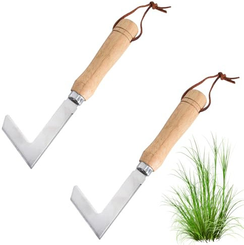 Fugenkratzer, 2 Stück Unkrautkratzer mit Holzgriff, Unkrautkratzer aus Edelstahl, Fugenreiniger Unkrautkratzer, Unkrautkratzer aus Edelstahl, Holzgriff, geeignet für die Unkrautreinigung im Freien