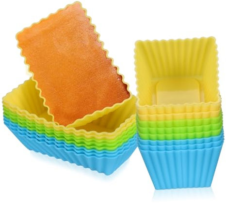 FUNNETOYU 18piezas Moldes De Silicona Para Pasteles Forma Cuadrada y Rectangular Antiadherentes y Fáciles De Usar