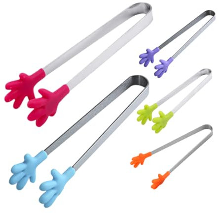 Alipis 5piezas Pinzas De Silicona Minipinzas Unidades Para Servir Comida Frutas Azúcar y Barbacoa Coloridas Pequeñas Duraderas y