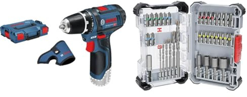 GSR 12V-15 (Body Only, L-Boxx) 12V D/Driver + 35x Extra Hard Schrauberbit‑ und CYL-3 Bohrer-Set, 35‑TLG. (197 x 110,5 mm, Zubehör Schraubendreher, Bohrschrauber)