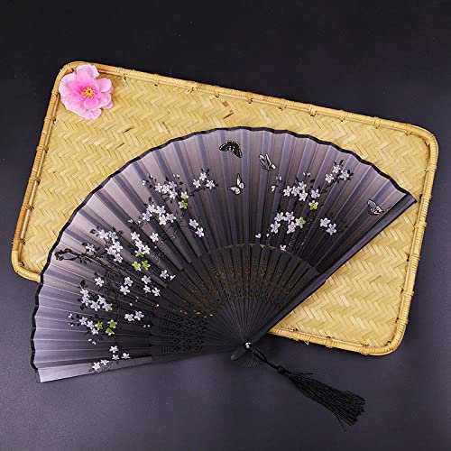 XFZJCHAP Piegatura delle ventole a mano, ventilatori da 2 pc Vintage Fkoral Butterfly Silk pieghevole ventilato