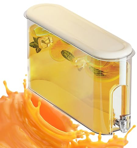 Refrigerator Drink Dispenser, Beverage Spigot 2.5 Gallons, 14.76 Inches Leakproof Jug With Lid & Cold Water Pitcher, Lemonade Stand Juice Container For Daily Use, Home, and Outdoor