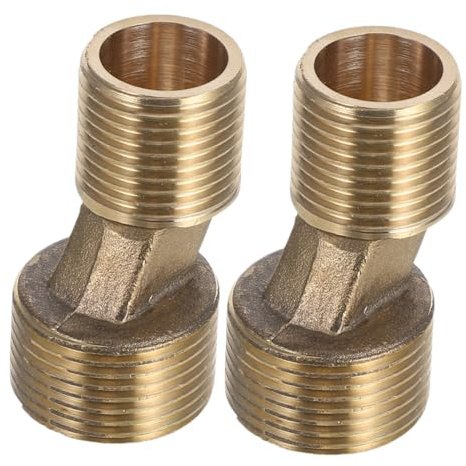 jojofuny 2pcs Bathroom Faucet Accessories Offset Foot Shower Connector Curved Foot Screw Copper