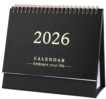 2026 UK Calendar, Desk Calendar 2025-2026 UK, Desk Calendar 2025 Metal Ring Double Wire Vertical Double Binding Suitable For Advertising Gifts, July 2025 to Dec 2026, Promotional Gifts(Black)
