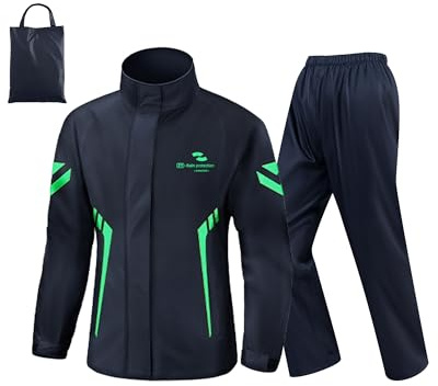 RINJOY Rain Suit Waterproof Jacket and Trouser Suit for Men and Women Outdoor All-Sport Breathable Anti-storm Raincoat