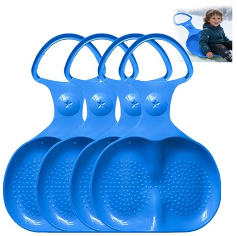 Schneeteller Schneerutscher, Dauerhaft Schneeflitzer, Poporutscher Erwachsene Kinder, Schneeflitzer Schlitten Bob mit Handgriff, Anschließbarer Schneerutscher Popo-Rutscher Bob (4pc-Blau)