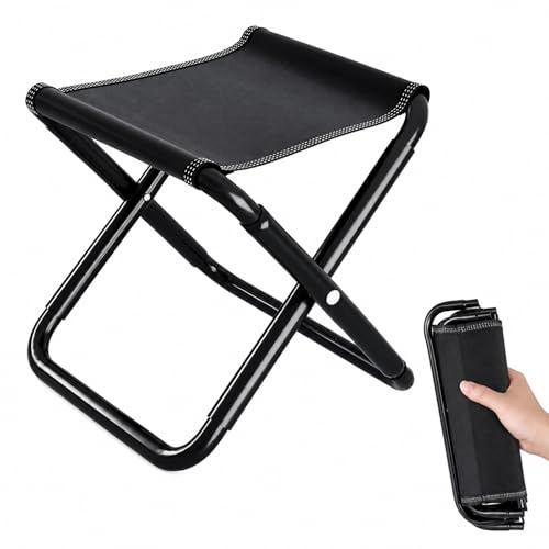 Klapphocker,Campinghocker,Klapphocker Faltbar,Campinghocker Faltbar,Hocker Klappbar,Verstärkter Kohlenstoffstahlrahmen,Leicht Sitz Falthocker,Mit Aufbewahrungsbeutel,Für Camping,Garten,Terrasse,Balkon