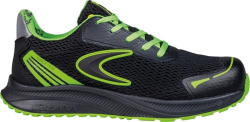 COFRA Gambol ESD Zapatos de Seguridad, Negro con Verde, Puntera de Aluminio 200J, Suela EVA/Goma de Nitrilo HRO, S1 PS SR FO