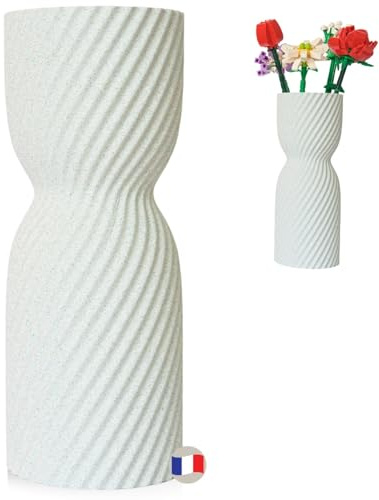 Atelier CréaPons - Jarrón para flor de Lego, florero decorativo para Lego Fleurs, Made in France, jarrones para ramo de flores de Lego, ideal para kit de flores para construir