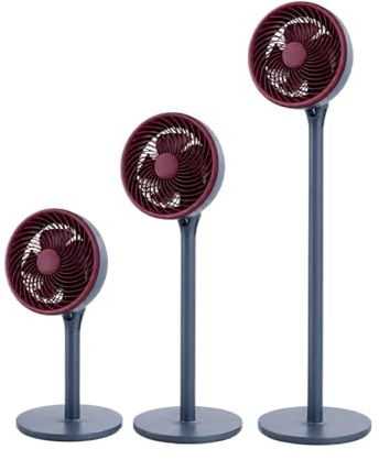 Ventilador de Pie 10 Pulgadas 25,4 cm, 80W, Altura Ajustable 55/80/110 cm, 3 Velocidades, 5 Aspas de Plástico, Rejilla Protectora y Base Pesada, Silencioso para Dormitorio Oficina Salón, Color Granate