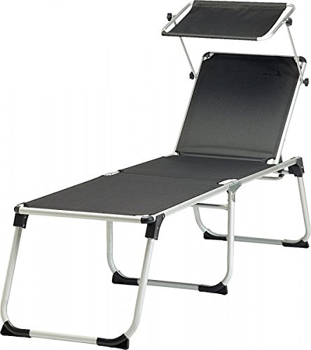 ISABELLA 48 cm Sitz-Liege Höhe - Mit verstellbarem Kopfteil und Sonnenschutz - dunkelgrau - Maße: 200 x 59 x 48 cm (L x B x H) - Belastung 120 KG Vertrieb durch Holly Produkte STABIELO -