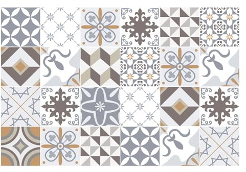 (24 pièces) Stickers Carrelage Adhésif 15x15 cm - Sticker Autocollant Carreaux de Ciment – Décoration Murale Stickers Carrelage pour Salle de Bain et Cuisine - Carreaux de Ciment adhésif Mural