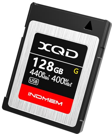 INDMEM 128GB XQD Card 5X Tough MLC XQD Flash Memory Card High Speed G Series (Read 440MB/s and Write 400MB/s)