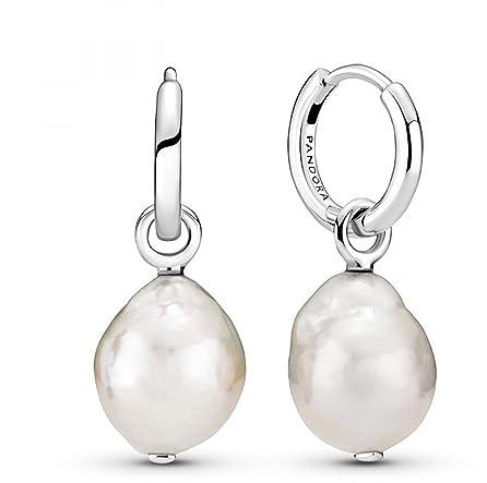PANDORA Moments Barokke Süßwasserzuchtperle Ohrringe in der Farbe Weiß 12,7 x 26,8 x 10,4 mm (T/H/B)