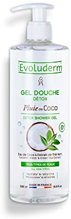 EVOLUDERM - Gel Douche Pluie de Coco - 500 ml - 96% d'Origine Naturelle - Végan - Fabrication Française