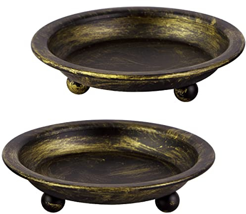 BHSKJSZ Retro Iron Plate Candle Holders Set of 2,Metal Candle Holders for Pillar Candles Table Décor,Home Décor,Church,Wedding Dinning Party