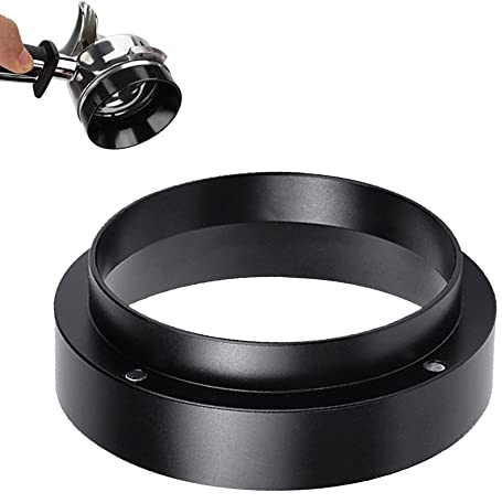 DIKEBAO Kaffee Dosierring Siebträger Trichter Espresso Dosiertrichter Aluminium Siebträger Zubehör Magnetisch Dosierring Espresso Fülltrichter Kaffeepulver für Kaffeemaschine (53 mm Schwarz)