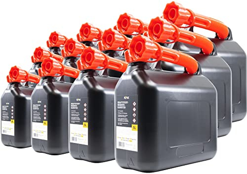 KOVA® 20x 5L Benzinkanister - Kraftstoffkanister mit UN-Zulassung - Praktische Reserve Kanister in Schwarz - Auswahl zwischen 5L, 10L und 20L - Ideal für Benzin, Diesel & Kraftstoff