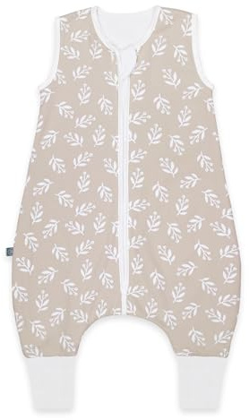 emma & noah Baby Schlafsack mit Füßen 1.0 TOG, Ganzjahres Schlafsack mit Beinen für den Frühling, Sommer und Herbst, 100% Bio-Baumwolle, Oeko-TEX Zertifiziert (Floral Sand, 100 cm)