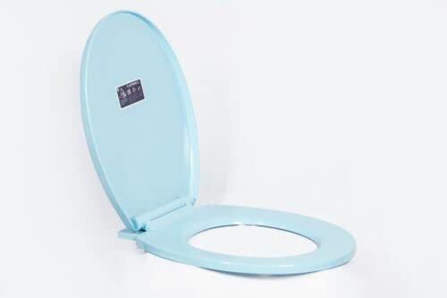 Top Home Solutions Soft Close Toilet Seat Bathroom Oval Shape - WC Heavy Duty Seats Anti Slam - with Quick Release for Easy Clean - Simple Top Fixing - L 415-440mm x W 357 mm (Light Blue)