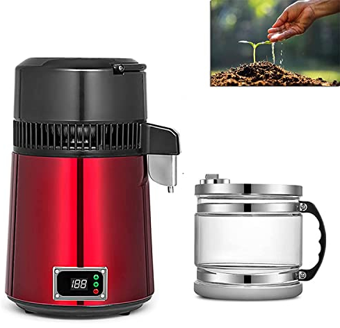 Water Distiller with Temperature Control, 4 L Distiller, Stainless Steel, 750 W Water Distiller, Pure Water Distiller, with Glass Jug, 20 Ml/min