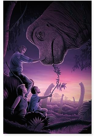 Spreadshirt Jurassic Park Begegnung Mit Dem Brachiosaurus Poster 40x60 cm, One size, Weiß