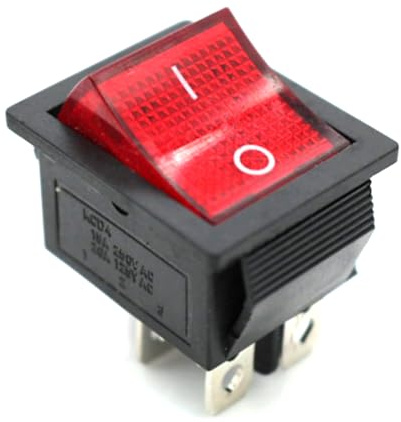 3 Stück Kippschalter 230V 16A On Off DPST Embedded Lamp Wippschalter (rot)