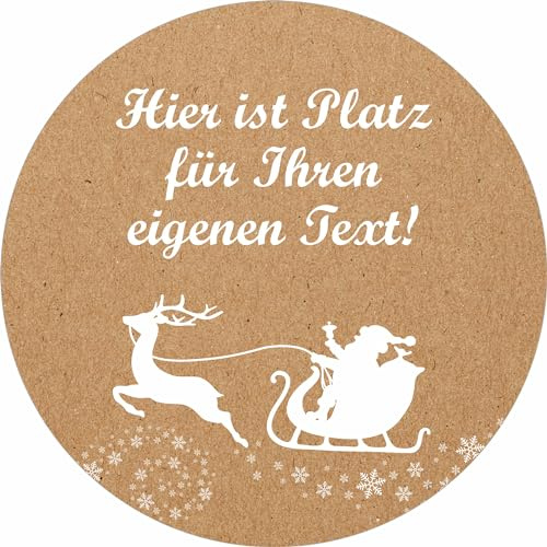 INDIGOS UG - Aufkleber selbst gestalten Weihnachten - Frohe Weihnachten - Wunschtext - 35 Stück - 40mm - personalisierte Geschenke - selbstklebende Folie - Etiketten selbstklebend Kraftpapieroptik