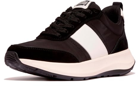 Fitflop dam F-Mode Flow tyg/mocka/läder flatform sneakers sko, Svart, 39 EU